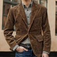 thumbnail image 4 of Flap Pockets Single Breasted Men Jacket Corduroy Lapel Suit Jacket, 4 of 5