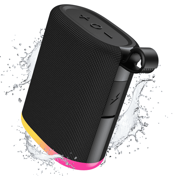 Hoey Portable Bluetooth Speaker, 20W IPX7 Waterproof, with Lighting, Black