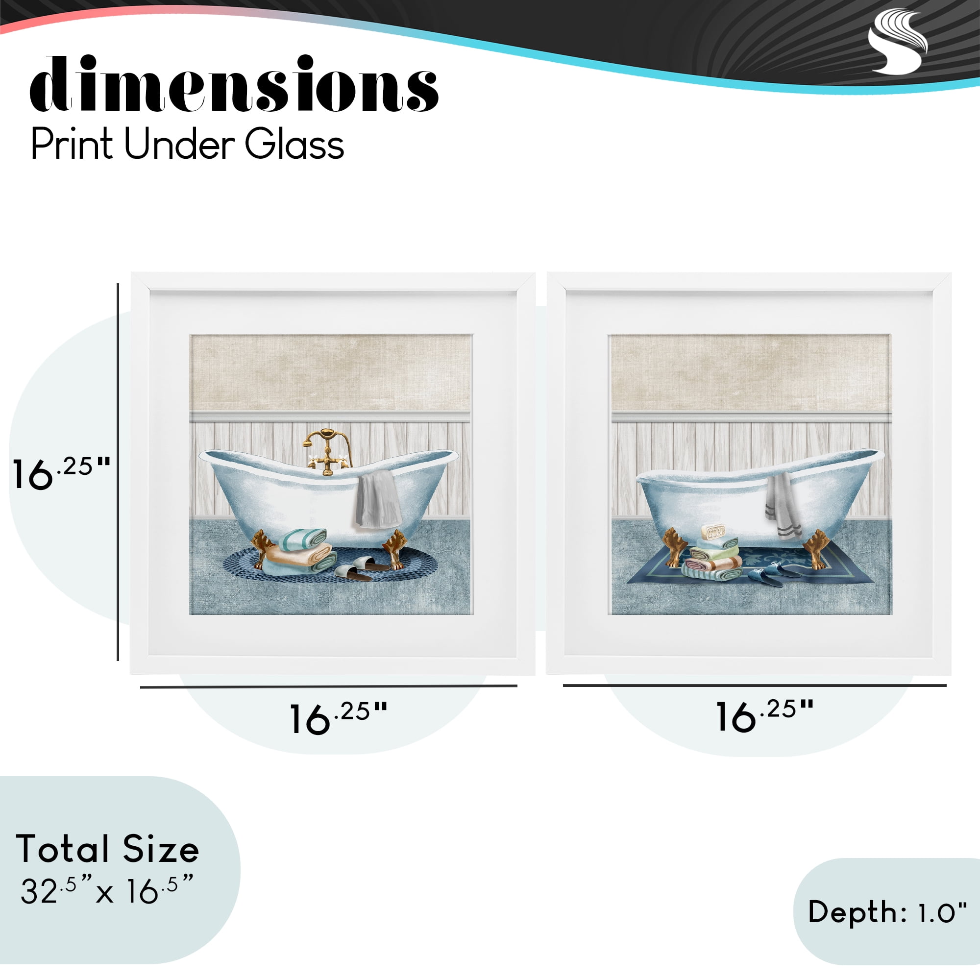 Stupell Industries Cozy Bathtub & Slippers 2 Piece White Framed Print Under Glass Set, design by Conrad Knutsen