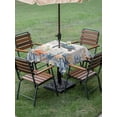 thumbnail image 4 of Outdoor Tablecloth with Umbrella Hole for Patio/Picnic/Party/Camping, Sea Turtle Coastal Waterproof Table Cloth Square Cover Washable, Summer Coral Starfish Blue Grey Wood (60"x 60"), 4 of 8