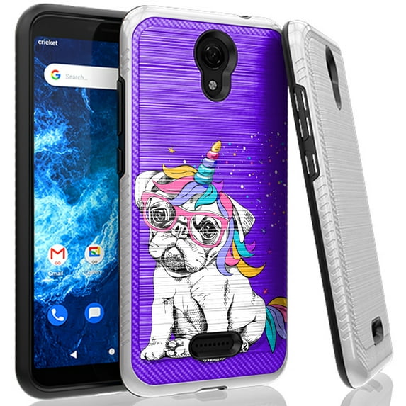 DALUX Silver Combat Phone Case Compatible with AT&T Fusion Z (V340U) / AT&T Motivate (V341U) - Glasses Unicorn Dog