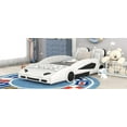 thumbnail image 4 of Twin Size Race Car-Shaped Platform Bed with Wheels, White, 4 of 13