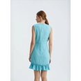 thumbnail image 5 of Round Neck Drawstring Ruffle Sleeveless Mini Dress, 5 of 5