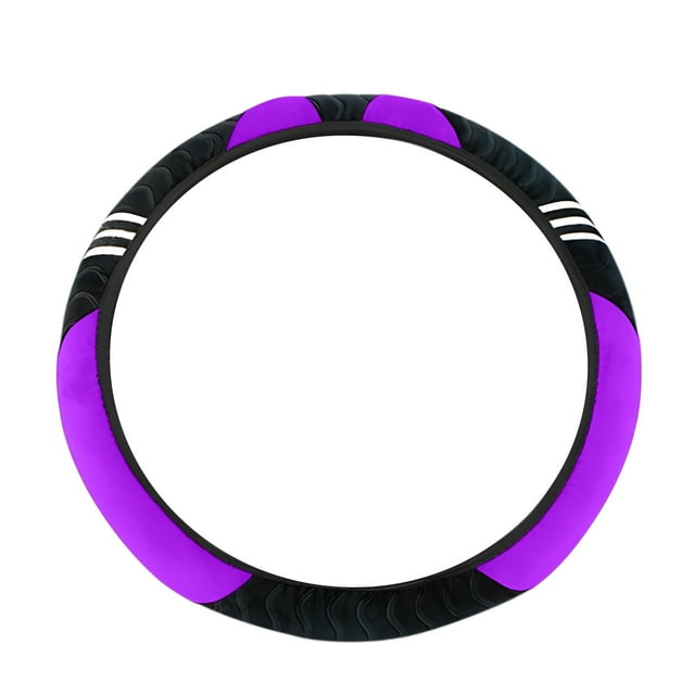 Purple Stretchable Steering Wheel Cover Without Inner Ring Plush Material For Comfortable Grip Universal Fit For Most Cars 14.97 Inches Easy To Install And Non Slip Design For Safe Driving