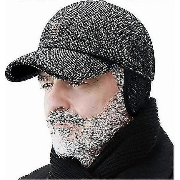 Winter For Men Outdoor Hat, Adjustable Warm Sport Golf Baseball Cap Hats Dad Caps Earflaps Thicken 55-60cm