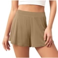 thumbnail image 1 of Pantalones Cortos de Cintura Elástica de las Mujeres Sueltas de Ajuste Sólido, Casual de la Moda de Poliéster de la Cintura Alta de los Pantalones Diarios Del Hogar, 1 of 7