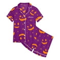 thumbnail image 4 of HNMKIU Tenues Imprimées pour Filles Ensemble 2 Pcs Col Rabattu Confortable Tenue Décontractée pour Enfants Tout-Petits Maison Quotidienne Violet, 2-3 Ans, 4 of 4