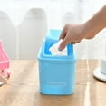 thumbnail image 4 of Plastic Mini Wastebasket Trash Can with Swing Lid,Tiny Desktop Waste Garbage Bin for Office, Kitchen, Vanity Tabletop, Bedroom, Bathroom,4.72x6.69in(Sky Blue), 4 of 6
