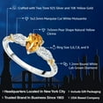 thumbnail image 2 of Gem Stone King 925 Silver 10K Yellow Gold Pear Shape Yellow Citrine White Moissanite and White Lab Grown Diamond Engagement Ring for Women (1.13 Cttw, Gemstone November Birthstone, Size 7), 2 of 4