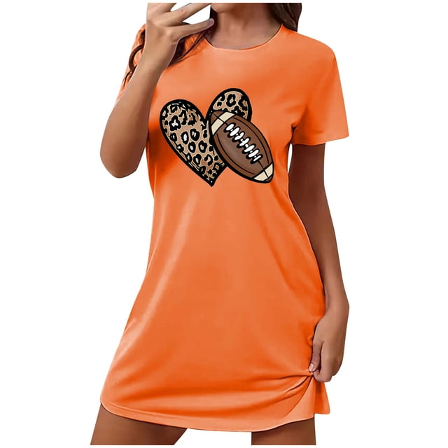 Chemise de Nuit Courte pour Femmes, Robe de Nuit Grande Taille avec Imprimé Poitrine, Chemise de Nuit à Manches Courtes Coupe Ample, Pyjama Décontracté à Col Rond pour Dormir et Se Détendre