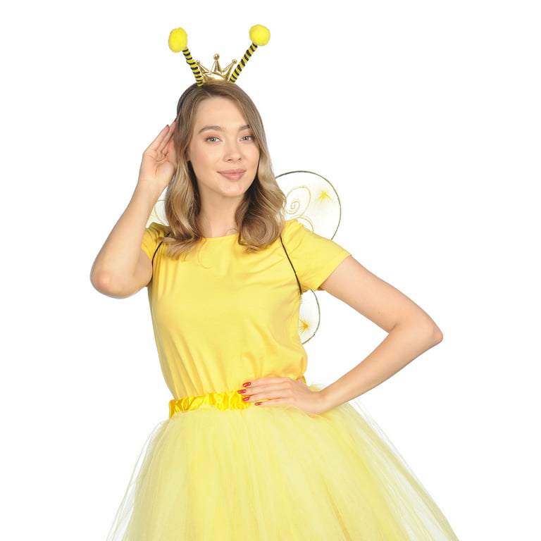 Funcredible Bumble Bee Costume Accessories - Bee Wings and Bee Antenna  Headband Set - Honey Bee Costumes - Halloween Bumblebee Cosplay Party  Favors