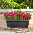 thumbnail image 2 of Zukuco 4 Bundles Outdoor Artificial Tulips Fake Flowers UV Resistant Faux Plastic Greenery Shrubs Plants for Home Outside Garden Porch Window Farmhouse Decor, Rose Red, 2 of 6