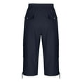 thumbnail image 6 of Qulqfy Womens Cotton Capris Cargo High Waist Blue Tie Side Drawstring Wide Leg Capris L, 6 of 7