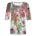 thumbnail image 4 of Sakmal Casual Tops for Women Elbow-Length Crew Neck Graphic T-Shirts Womens Shirts for Summer, 4 of 5