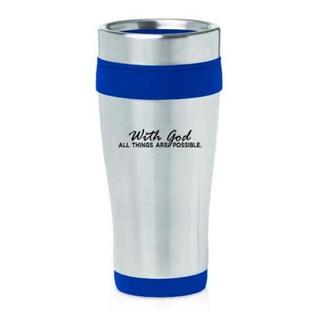

16oz Insulated Stainless Steel Travel Mug With God All Things Are Possible (Blue)
