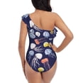 thumbnail image 6 of Yiaed Colorful Jellyfish Print Women One Piece Swimsuits Tummy Control One Shoulder Bathing Suits Pattern Ruffle Swimwear-Small, 6 of 8