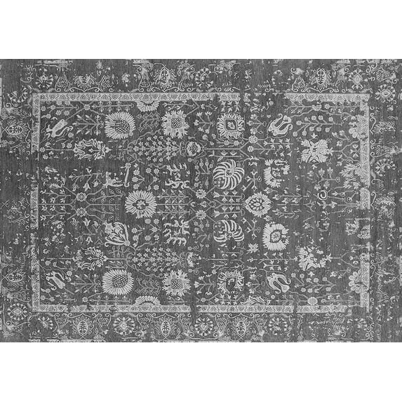 Ahgly Company Indoor Rectangle Oriental Gray Industrial Area Rugs, 4' x 6'