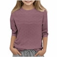 thumbnail image 2 of CLOISE Girls 3/4 Sleeve Tops Shirts Crewneck Casual Pullover Smocking Solid Color Summer Blouses Watermelon Red 5T, 2 of 5