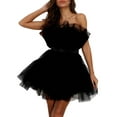 thumbnail image 1 of Txlixc - Mini vestido sin tirantes de cintura alta de hilo de malla de color sólido para mujer Txlixc  Estilo de ocio, 1 of 9