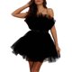 thumbnail image 1 of Txlixc - Mini vestido sin tirantes de cintura alta de hilo de malla de color sólido para mujer Txlixc  Estilo de ocio, 1 of 9
