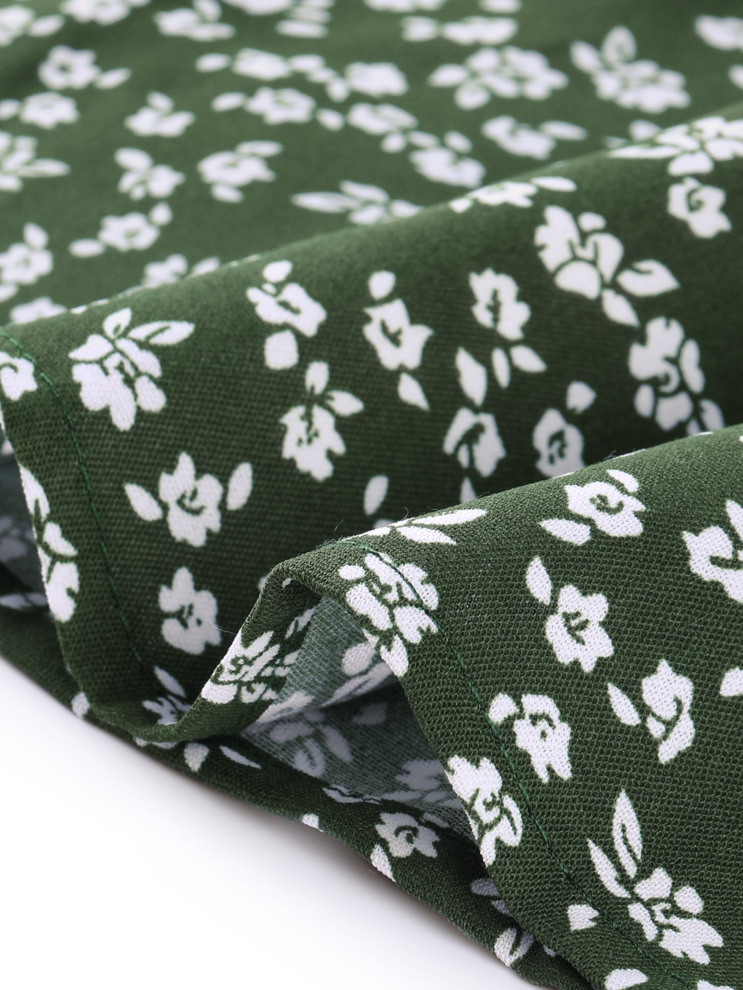 Unique Bargains Women's Plus Size Layered Sleeve V Neck Floral Tops Tunics 4X Dark Green