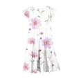 thumbnail image 3 of Vestido de verano para niña, de manga corta, con cuello redondo y estampado floral, de poliéster, con bolsillos y volantes., 3 of 5