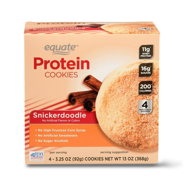 Equate Protein Cookie, Snickerdoodle, 11g Protein, 4 Ct