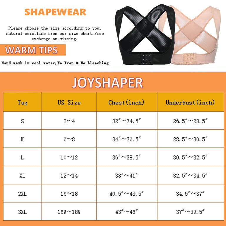 Joyshaper Adjustable Chest Support Shapewear for Women X Strap Upper Back  Brace Posture Corrector Black L