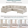 thumbnail image 6 of JERFIT Modern U-Shaped Corduroy Sectional Sofa with Chaise Lounge, Light Gray, Spacious Living Room Couch with Throw Pillows, 6 of 8