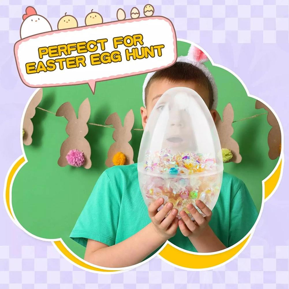 5 Pack 4.7 Inch Clear Plastic Easter Eggs, Large Transparent Empty Fillable Eggs for DIY Decor, Bulk Surprise Eggs for Easter Basket Stuffers Party Favors