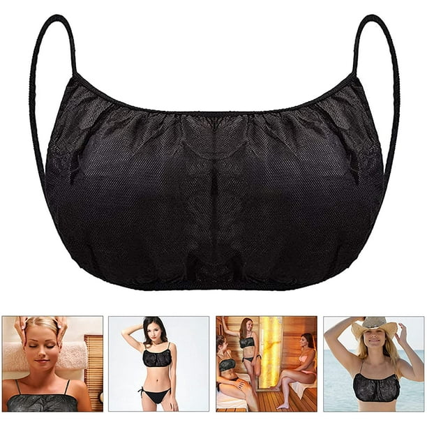 24 Pieces Disposable Bras,Beauty Black Disposable Bra Women's Disposable  Spa Top Underwear Brassieres for Spray Tanning, Individually Pack