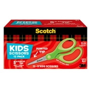 Scotch 5" Soft Touch Pointed Kid Scissors, Green, 12/Pack