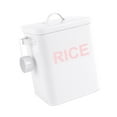 thumbnail image 3 of Contenedor de arroz de hierro, bote de harina, recipiente hermético para almacenar alimentos, contenedor de arroz de metal. Blanco XL, 3 of 9