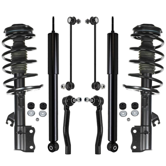 Detroit Axle - Front Struts w/Coil Springs Rear Shock Absorbers Sway Bars Outer Tie Rods Replacement for 2014-2016 Nissan Sentra - 8pc Set