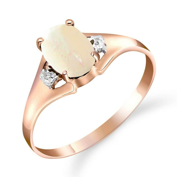 Galaxy Gold 14K Solid Gold Natural Diamond Oval Ring for Women - Rose Gold Fine Jewelry