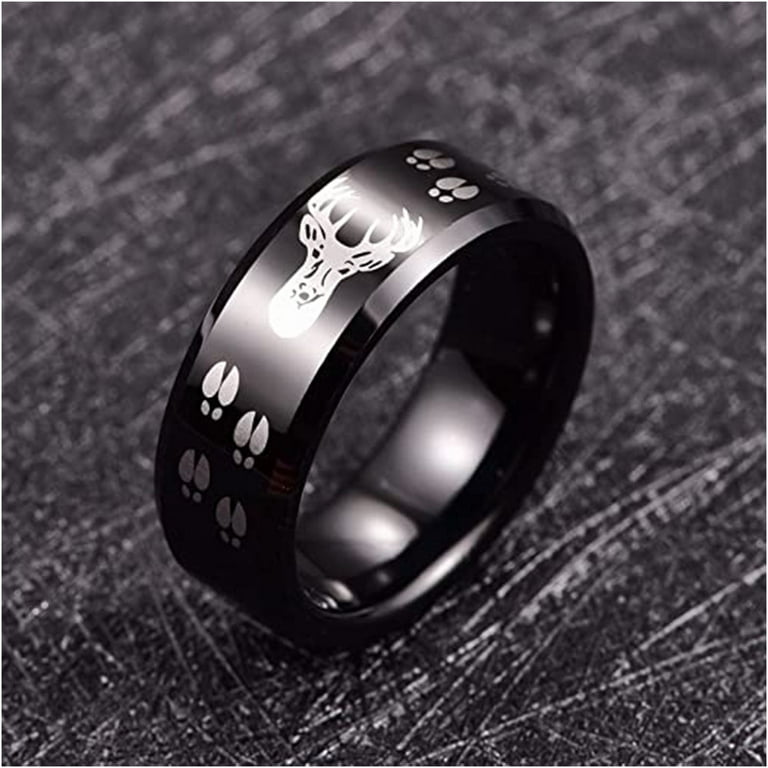 Mens hunting shop wedding rings