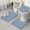 Blue Geometric Striped, variant on Blue Geometric Quatrefoil Pattern Bathroom Rugs Sets 3 Piece,Toilet Cover Set,Absorbent Non Slip Bathroom Mats Sets with U-Shaped Contour Rug Toilet Rug Set