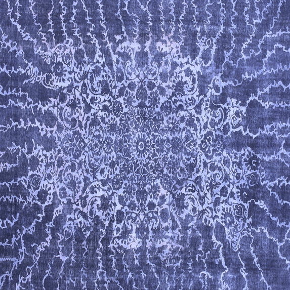 Ahgly Company Machine Washable Indoor Square Abstract Blue Modern Area Rugs, 5' Square
