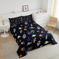 thumbnail image 4 of Erosebridal Cartoon Outer Space Bedding Queen Comforter Set, Galaxy Print Down Comforter, Black, Reversible 3-Piece, 4 of 7