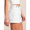 thumbnail image 6 of EMMIOL Women's Mid-Rise Stretchy Denim Hot Shorts Y2K Vintage Washed Rolled Hem Jean Shorts with Adjustable Waist and Patch Pockets, 6 of 8