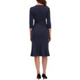 thumbnail image 3 of INSPIRE CHIC Women's Sheath Dress Elegant Crew Neck 3/4 Sleeve Slit Work Belted Pencil Dresses M Dark Blue, 3 of 6