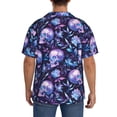 thumbnail image 3 of Pofeuu Blue Skull Crystal Print Mens Casual Short Sleeve Shirts Beach Summer Spread Collar Pocket Tops Men's Casual Short-sleeved Shirt-4X-Large, 3 of 5