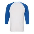 thumbnail image 3 of Unisex Three-Quarter Sleeve Baseball Tee Color White/ True Royal Small Size, 3 of 4