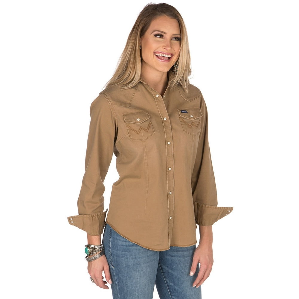 Wrangler - Wrangler Womens Long Sleeve Snap Shirt XL Rawhide - Walmart ...