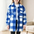 thumbnail image 2 of Khunlpohl Kids Fleece Plaid Coats Sherpa Overcoats Fall Winter Warm Loose Button down Outwear Clothes, 2 of 7