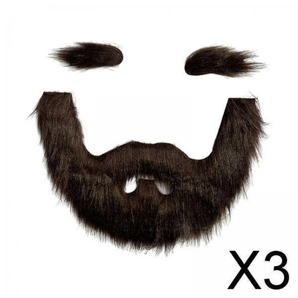 BELOVING 3xFalse Eyebrow and Beard Set Costume Mustache for Performance Cosplay Festive Brown