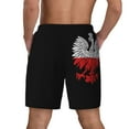 thumbnail image 2 of Mens Polish Flag White Eagle Swimming Trunks with Compression Liner Beach Quick Dry Swim Shorts, 2 of 6