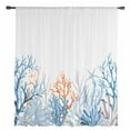 thumbnail image 2 of Coastal Coral Semi Sheer Curtains Drapes for Living Room, Bedroom, French Doors Window 84 Inches Long, Blue Ocean Starfish Seagrass Watercolor Rod Pocket Chiffon Curtain Drapery Voile Drape Panel, 2 of 6