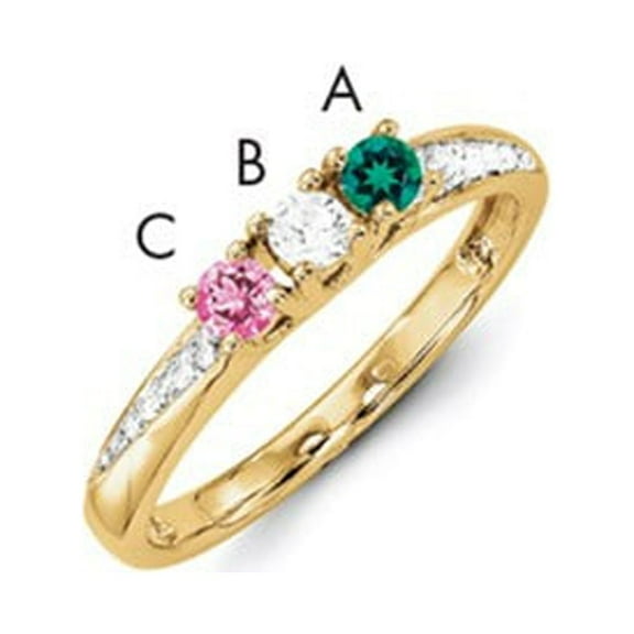 14K Yellow Gold Ring Band Mother's & Family Semi Mount Diamond center Stone Mounting 4 mm