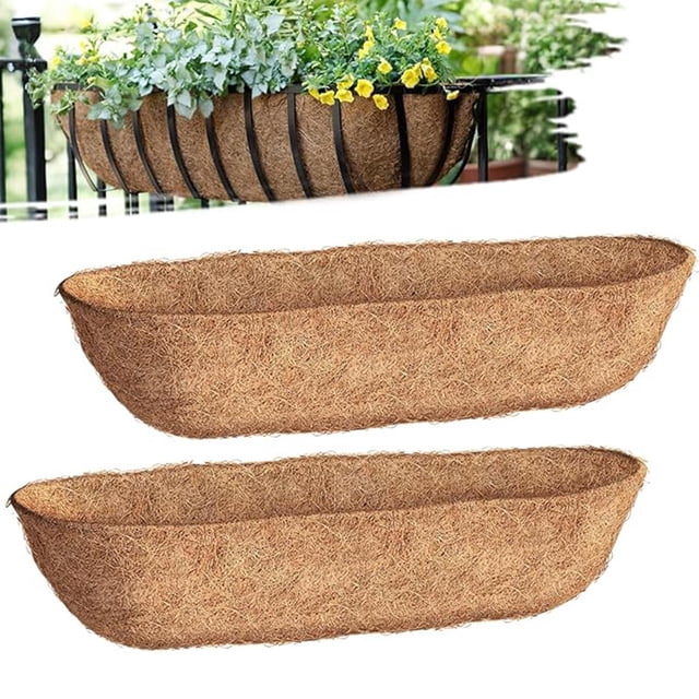 Jiaeri Natural Coconut Fiber Hanging Basket Liner for Planters, Window Boxes, Railing Pots - Reusable, Absorbent, Eco-Friendly Coir Insert for Flowers & Plants